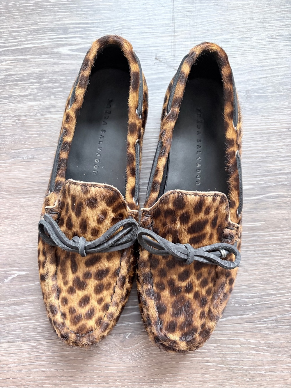 Freda Salvador Leopard-Print Moccasins in Brown and Black